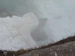 This is a huge sheet of snow below the cliffs.